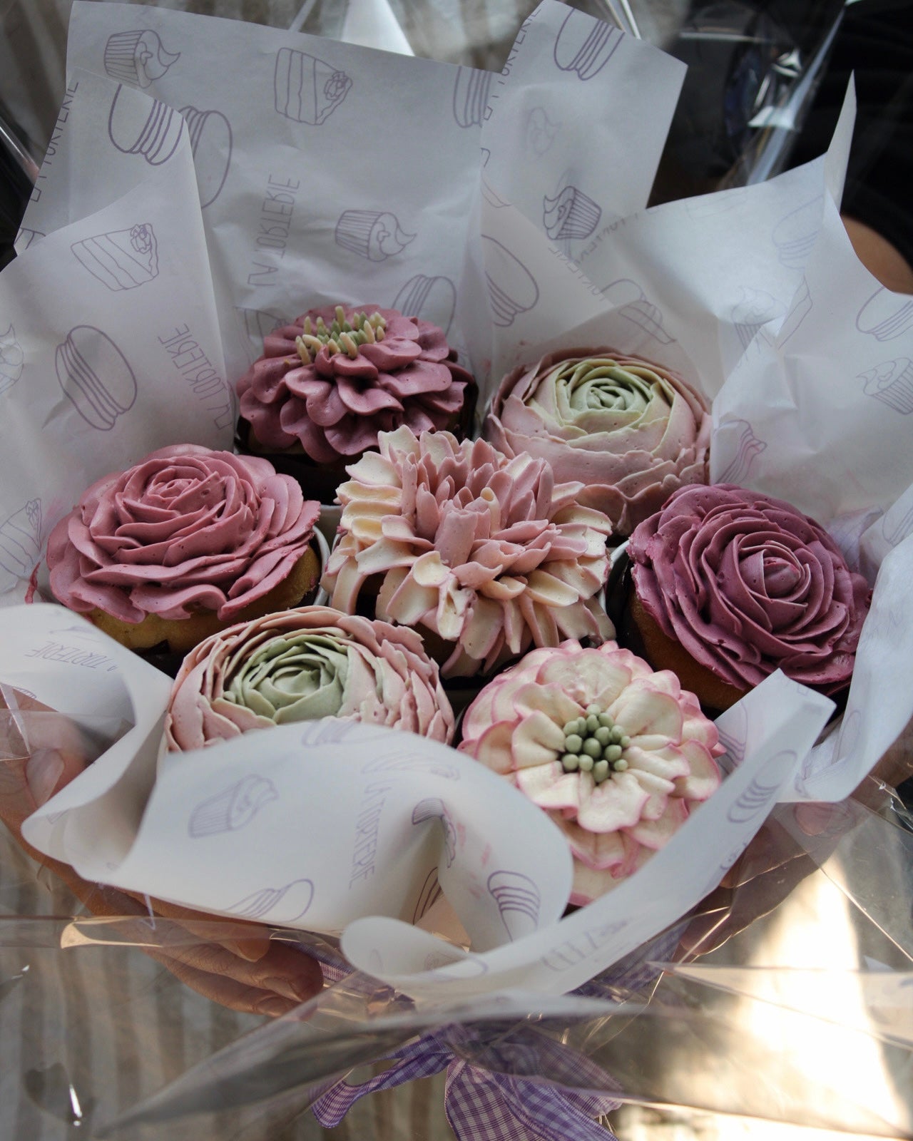 Bouquet cupcakes tonos rosados